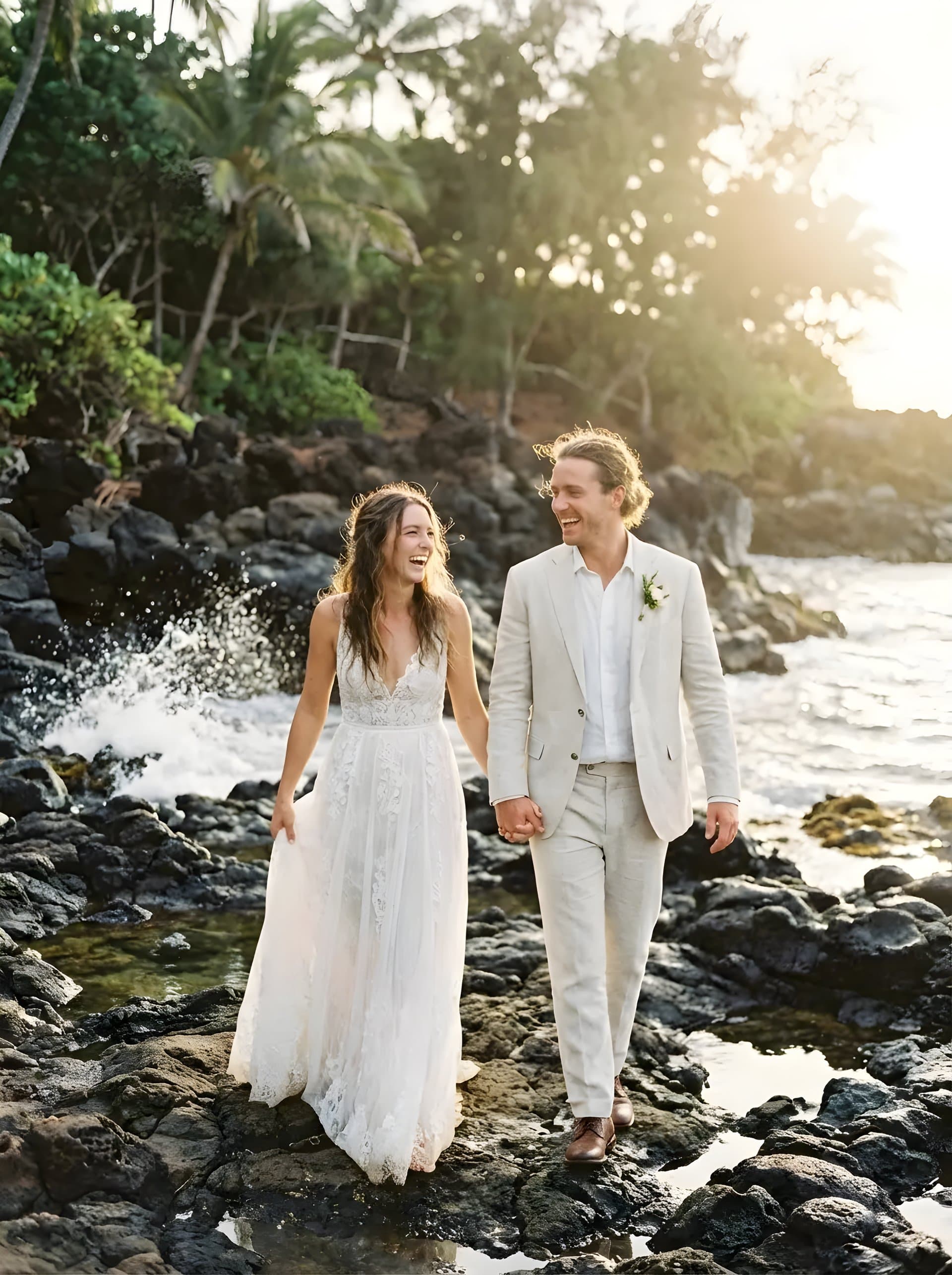 Walking hand-in-hand along the Kapalua Coastal Trail