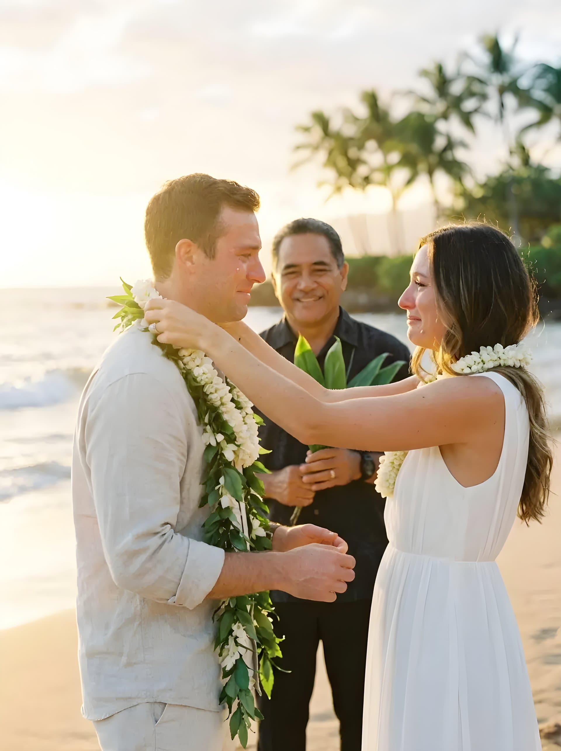 Lei exchange during the ceremony