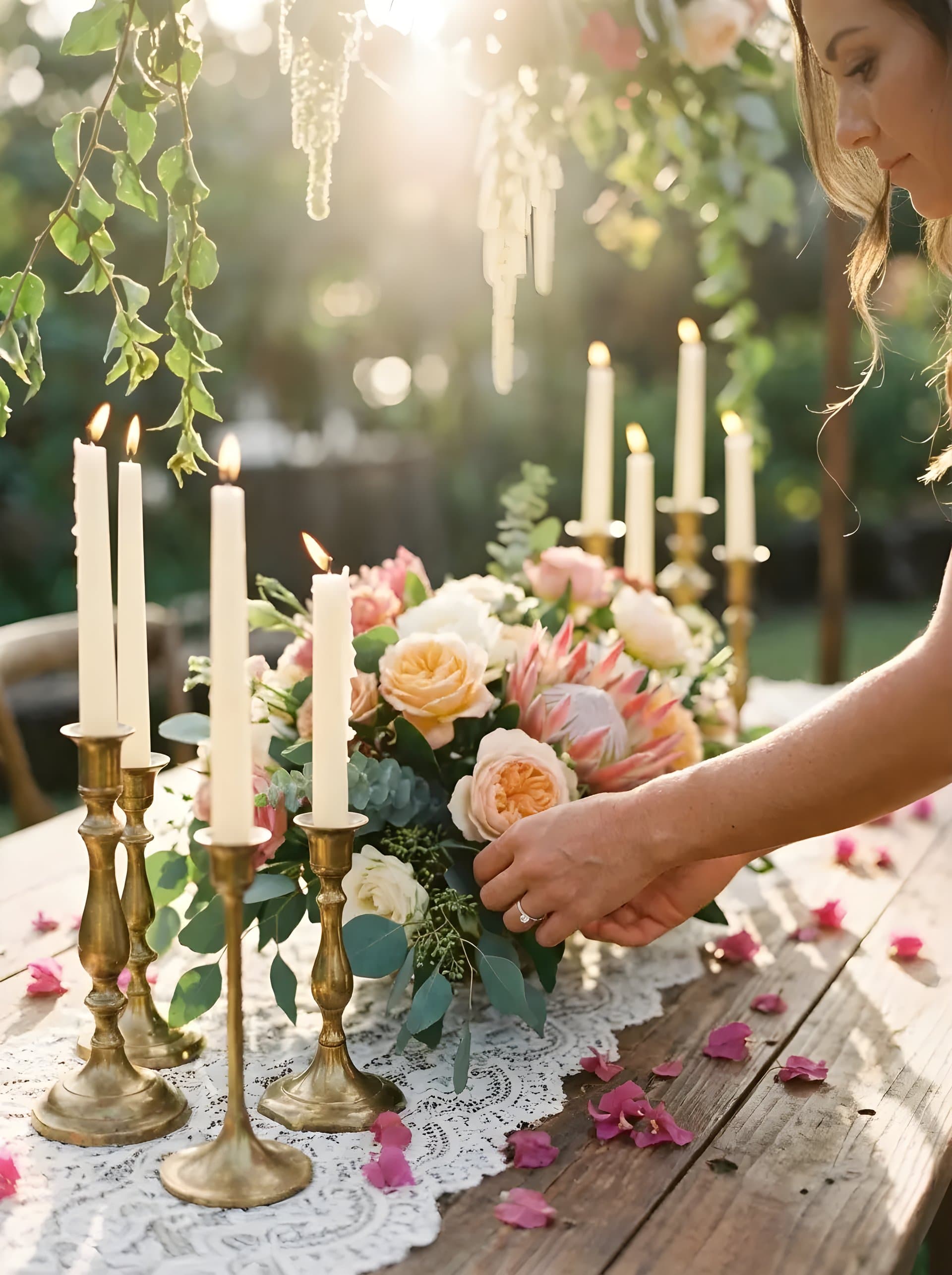 Vintage floral details against historic stone walls at Haiku Mill