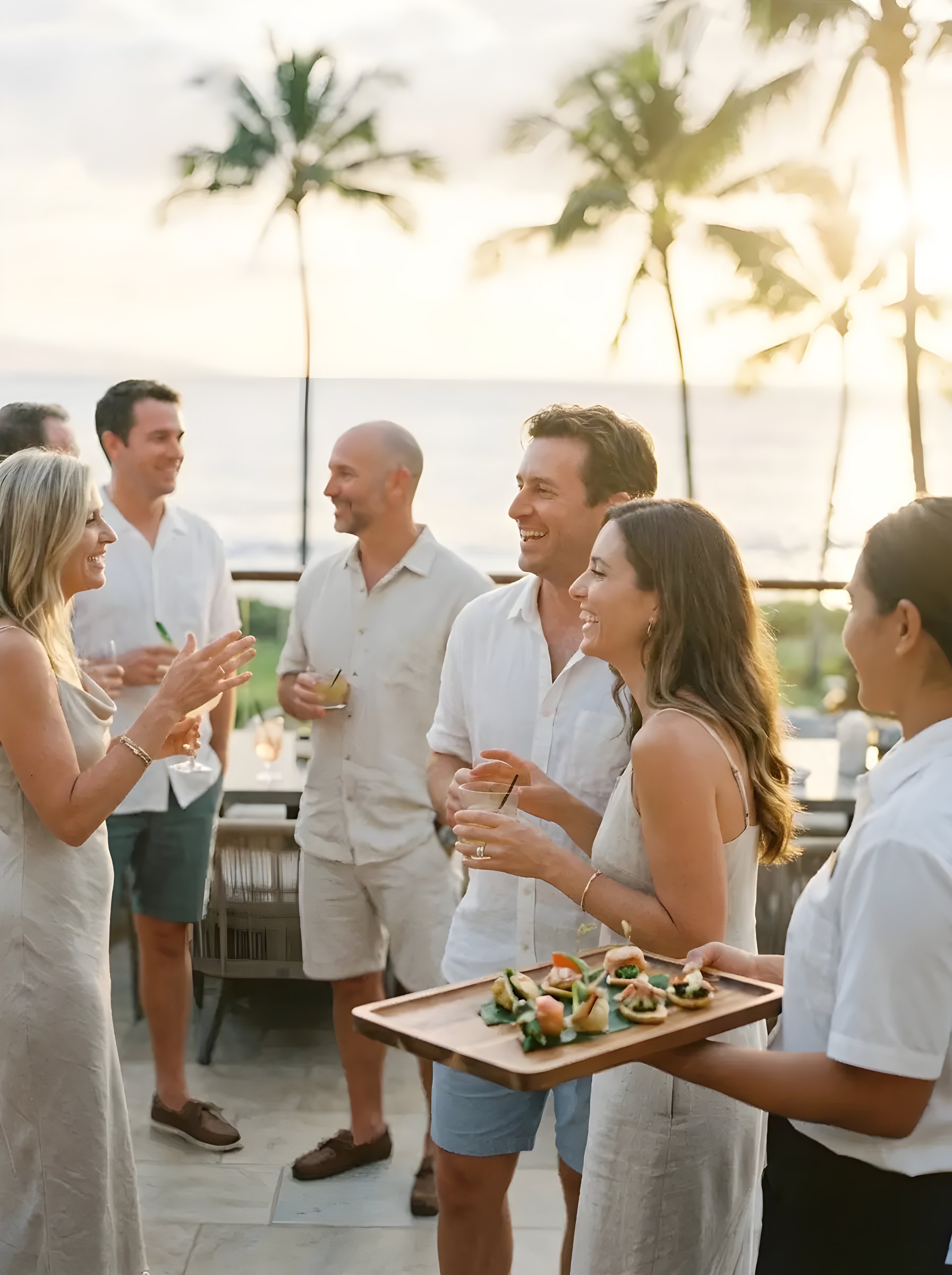 Farm-to-table place setting with ocean backdrop at Merriman's